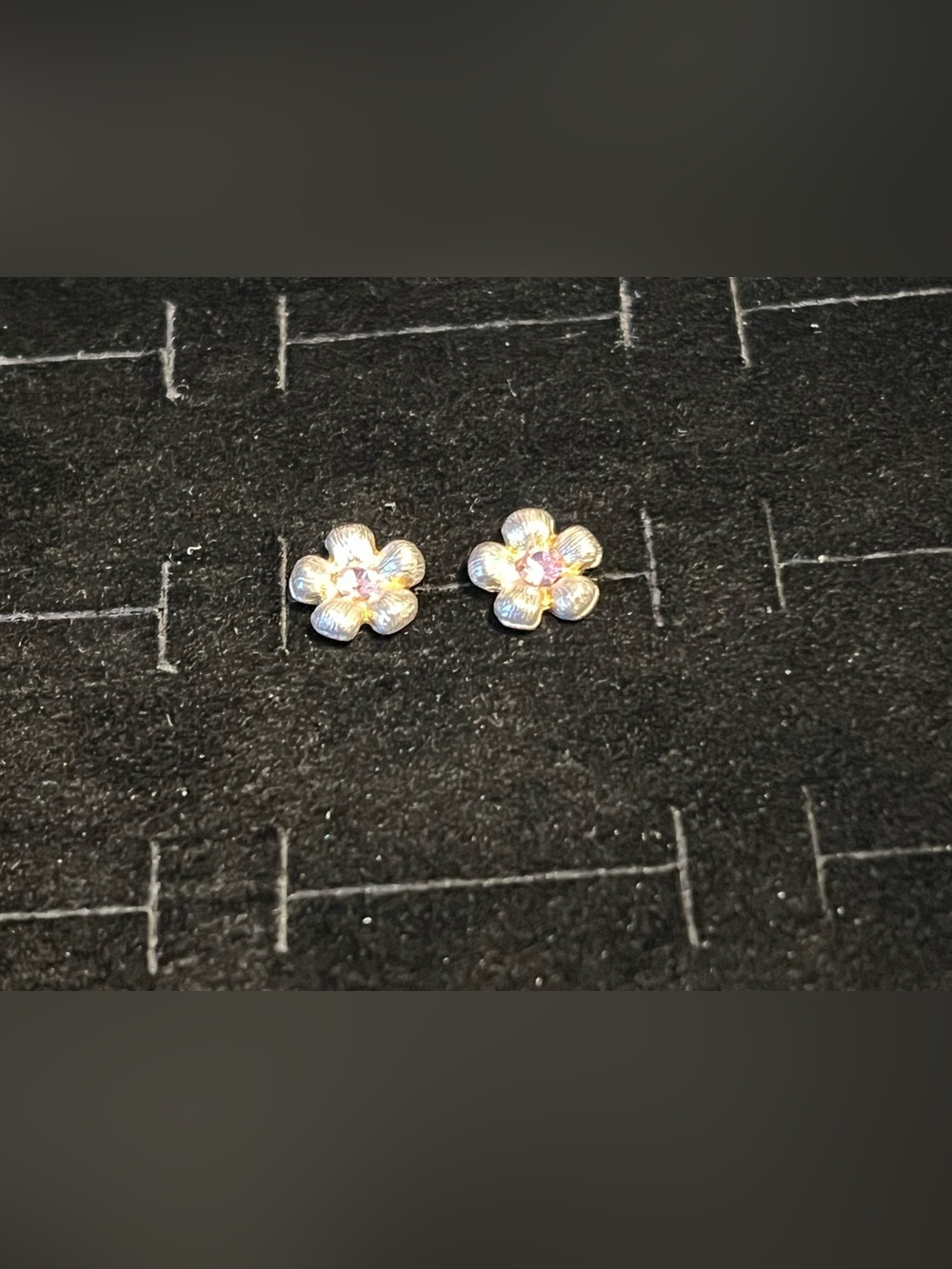 Delicate Flower Stud Earrings with Pink Center